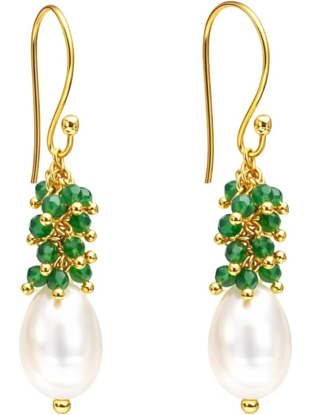 Elegant Freshwater Pearl Gemstone Dangle Earrings for Women, Chic Bead Drop